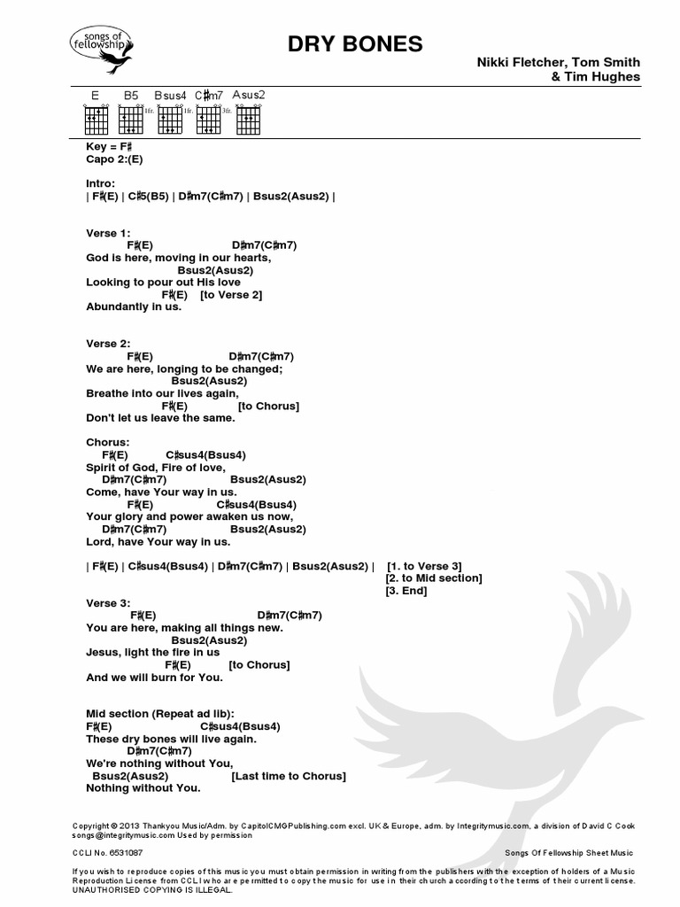 Dry Bones Chord Sheet Song Structure Elements Of Music