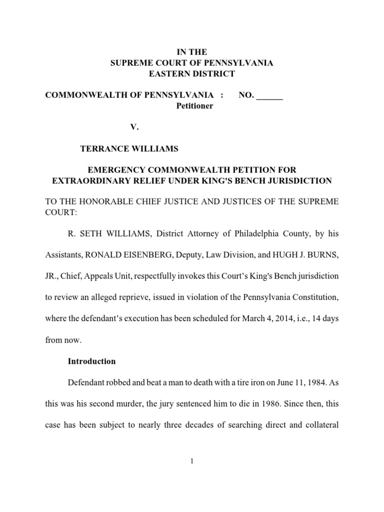 Pennsylvania Death Penalty Petition Pardon Capital Punishment In