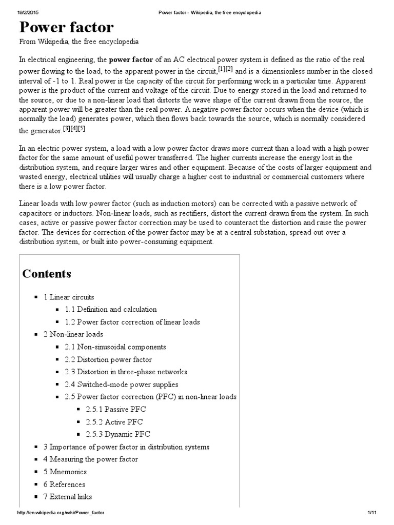 Power Factor - Wikipedia, The Free Encyclopedia | PDF | Ac Power ...