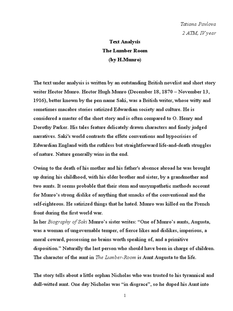 The Lumber Room | PDF | Saki