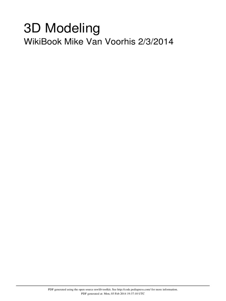 3D Modeling WikiBook PDF 3 D Modeling 3 D Computer Graphics