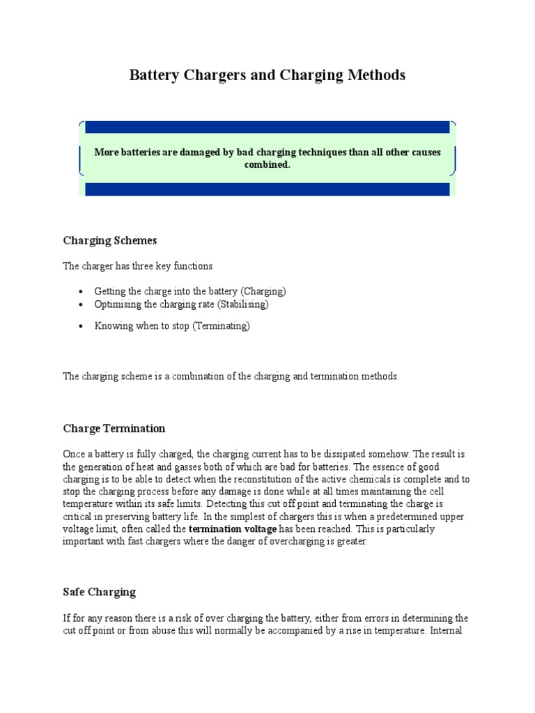 Battery Chargers and Charging Methods | Battery Charger | Battery ...