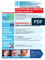 PRIMARIE MARCHE 2015. 100 SEGGI PROVINCIA PESARO E URBINO