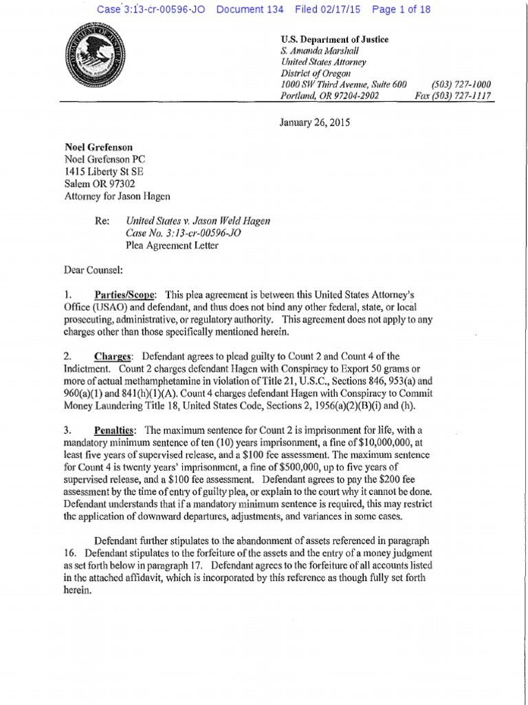 Plea Agreement Letter - Hammertime | PDF | United States Federal ...
