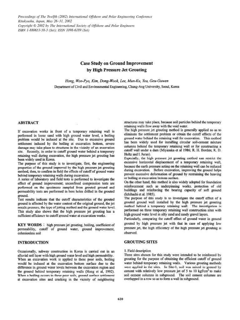 Case Study On Ground Improvement by High Pressure Jet Grouting | PDF ...