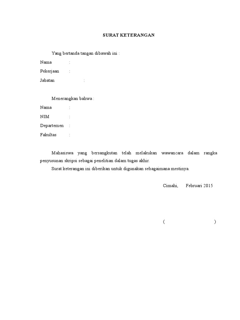 Surat Keterangan Wawancara