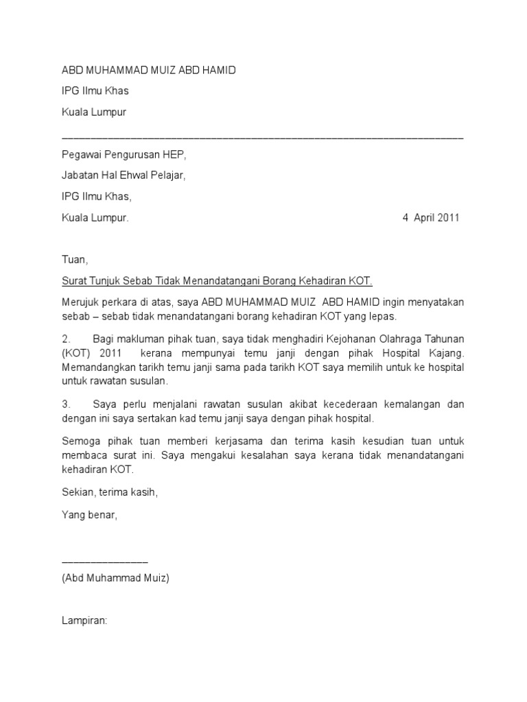 Surat Tunjuk Sebab Pdf
