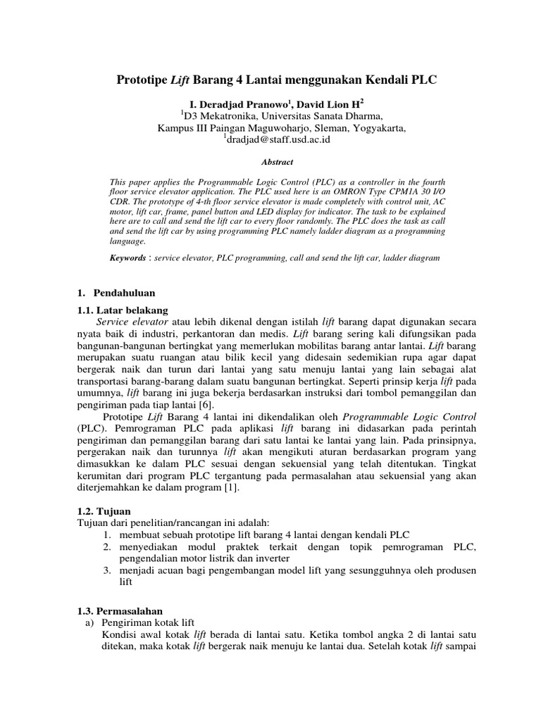 Prototipe Lift Barang 4 Lantai PLC | PDF | Komputer