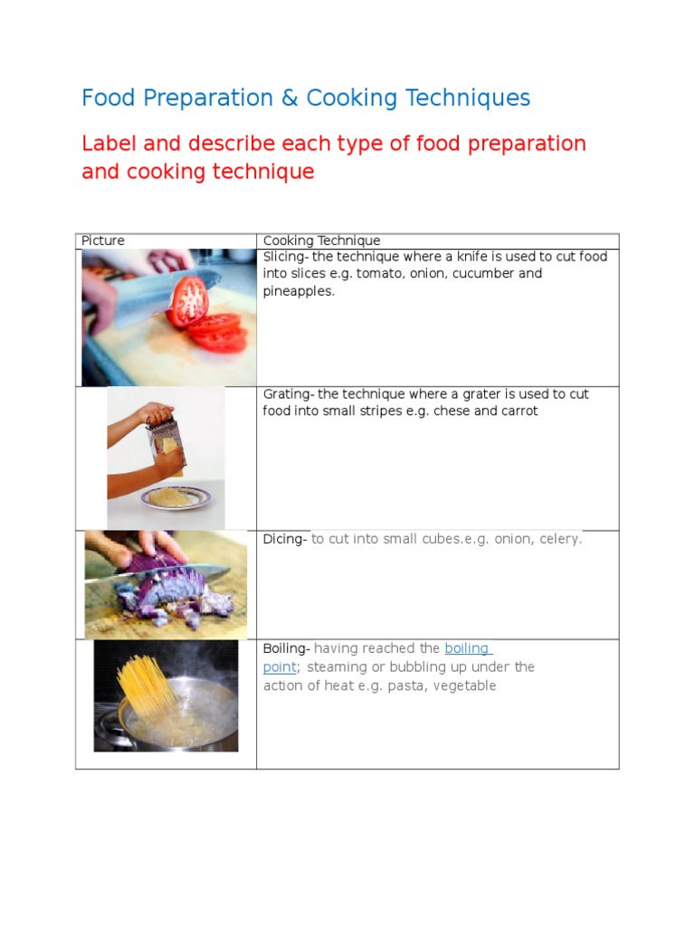 Essential Food Prep & Cooking Techniques | PDF | Cooking | French Fries