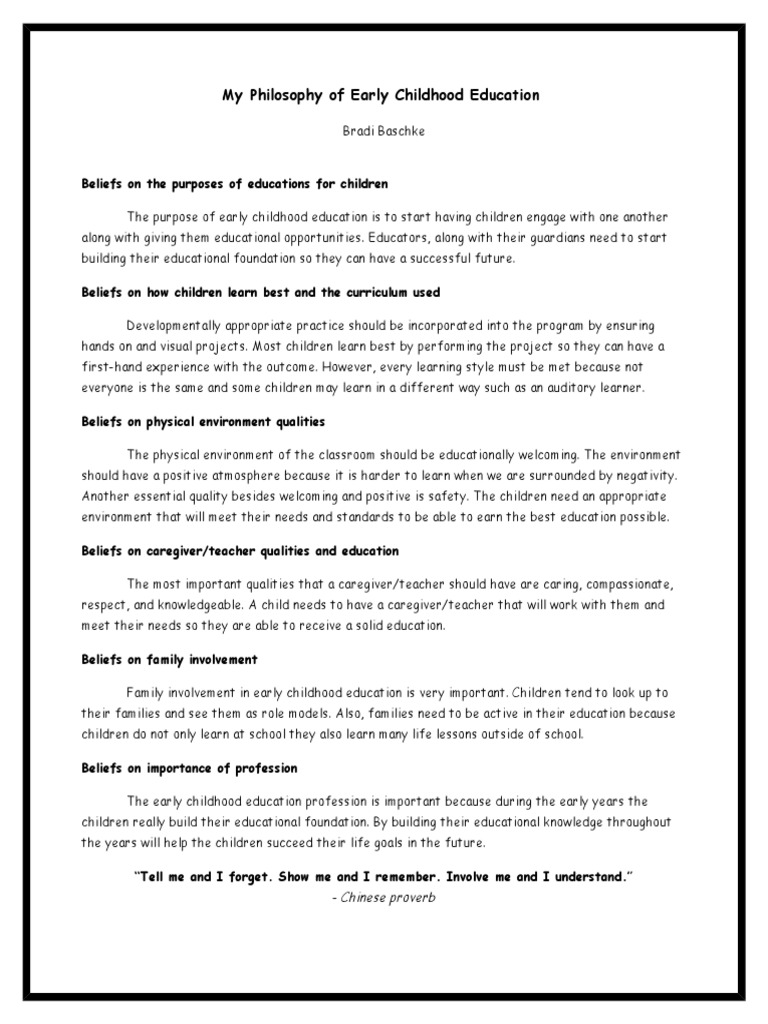 Philosophy of Early Childhood Education | PDF