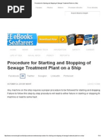 Procedure For Starting and Stopping of Sewage Treatment Plant On A Ship