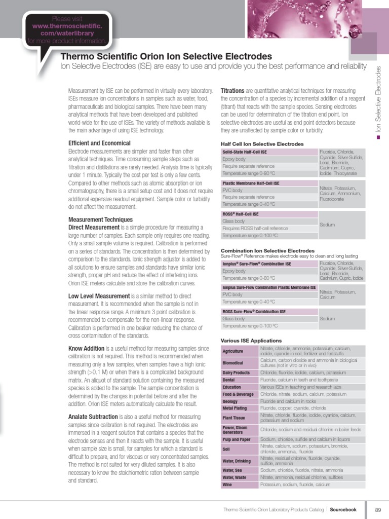 Thermo Scientific Orion Ion Selective Electrodes Catalogue | PDF ...