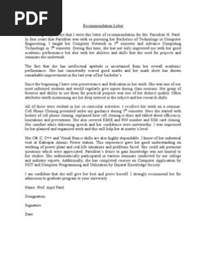 Recommendation Letter