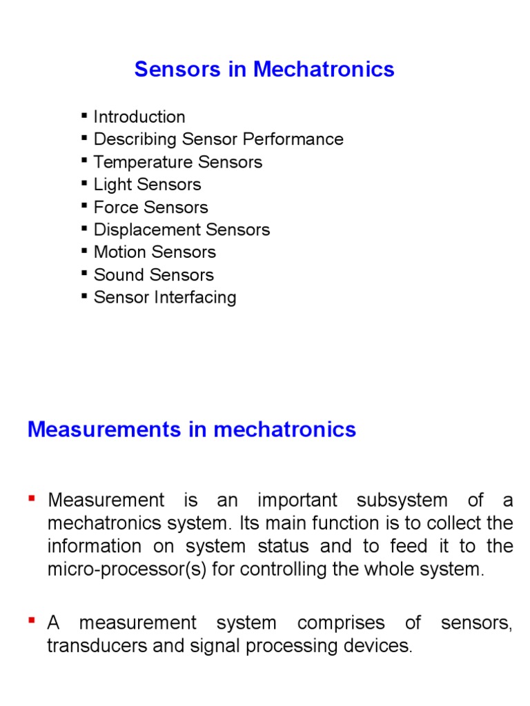 Introduction to Sensors in Mechatronics | PDF | Hysteresis | Sensor