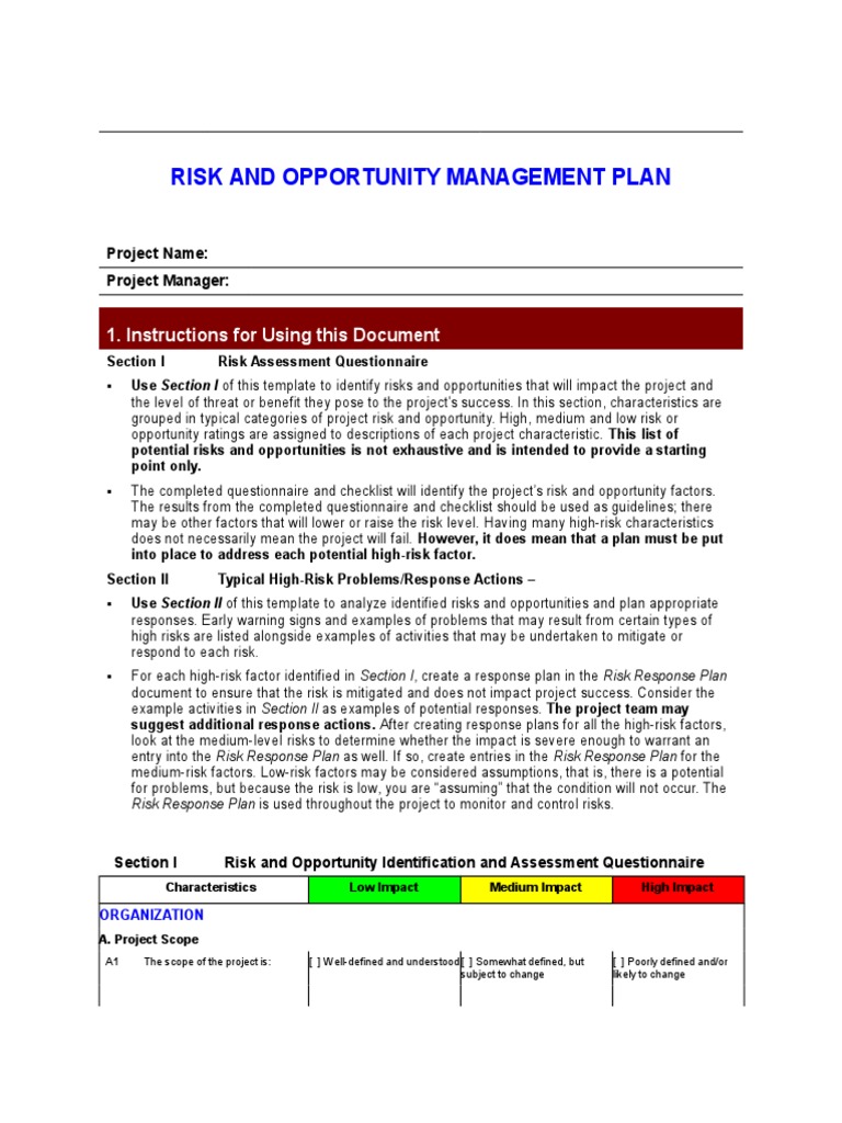 Risk Assessment Questionnaire Template | PDF | Risk | Project Management