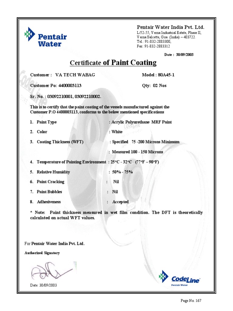Paint Certificate 80A451