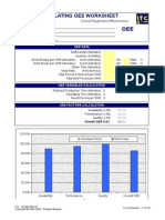 Calculating Oee Worksheet: Line / Cell: Process: Machine: Date