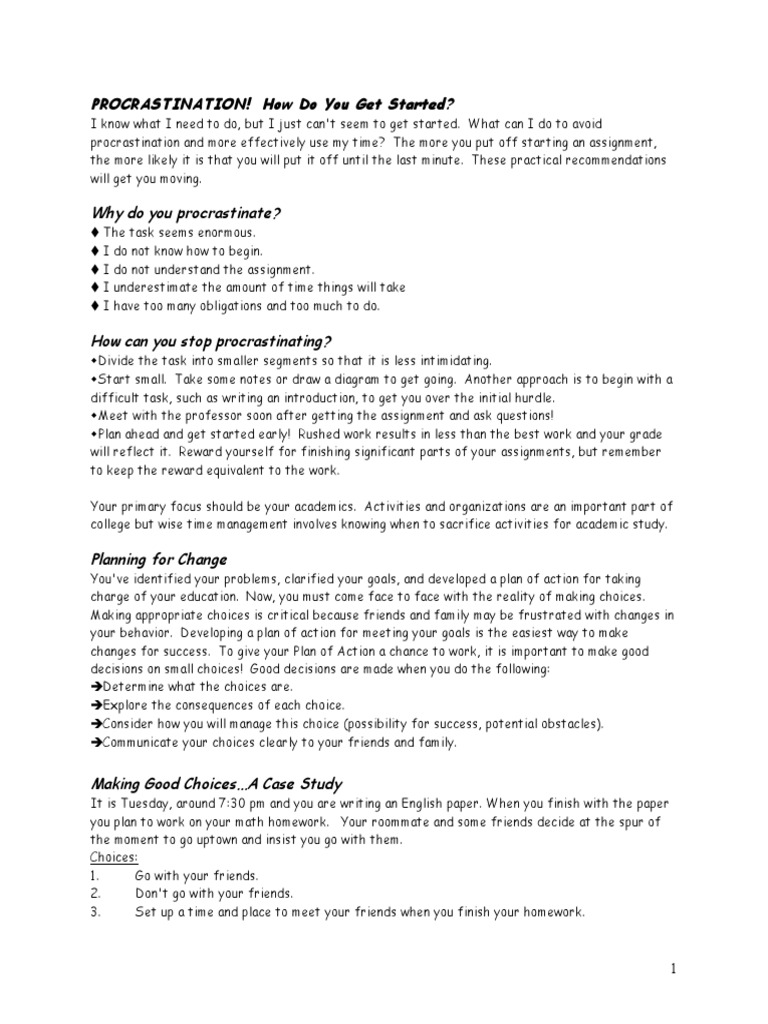 Overcoming Procrastination Strategies | PDF | Course Credit | Test ...