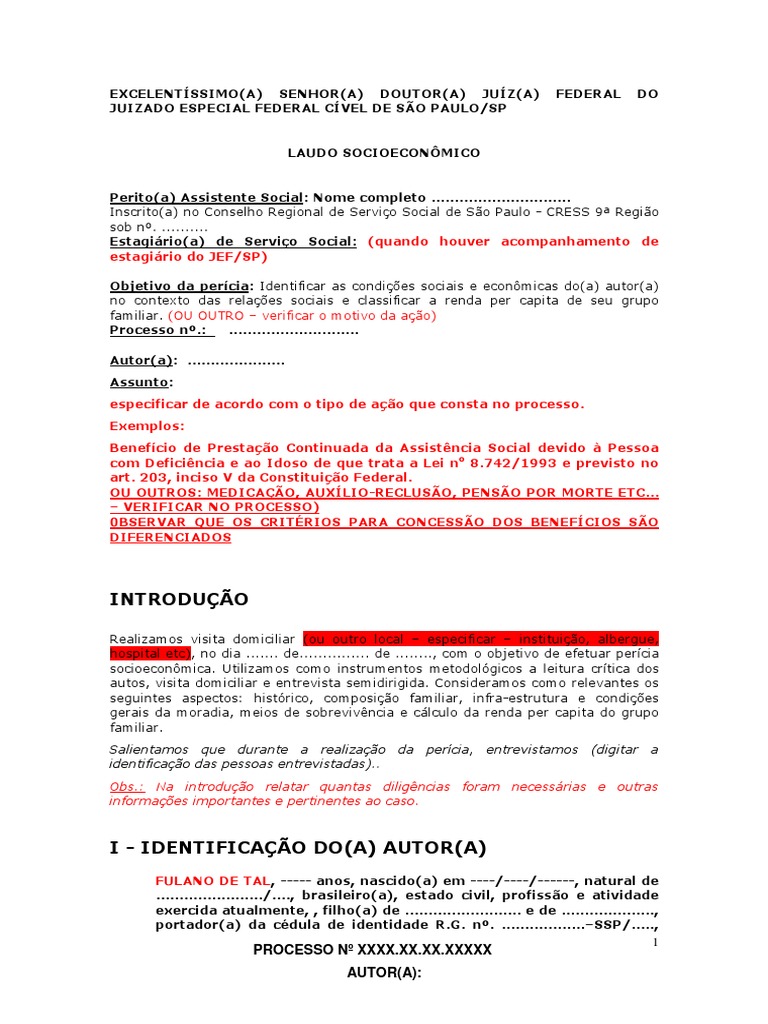 Elaboração De Estudo Social Relatório Laudo E Parecer