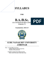 B.A./B.Sc. Syllabus for Semester-V Exams 2014-15