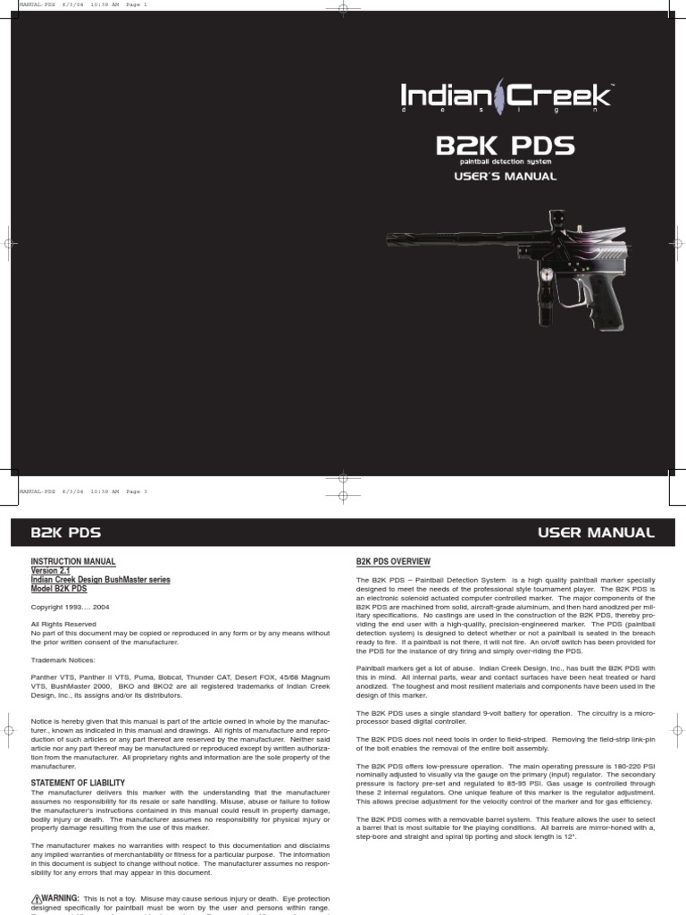Bushmaster B2K Manual PDF Valve Manufactured Goods