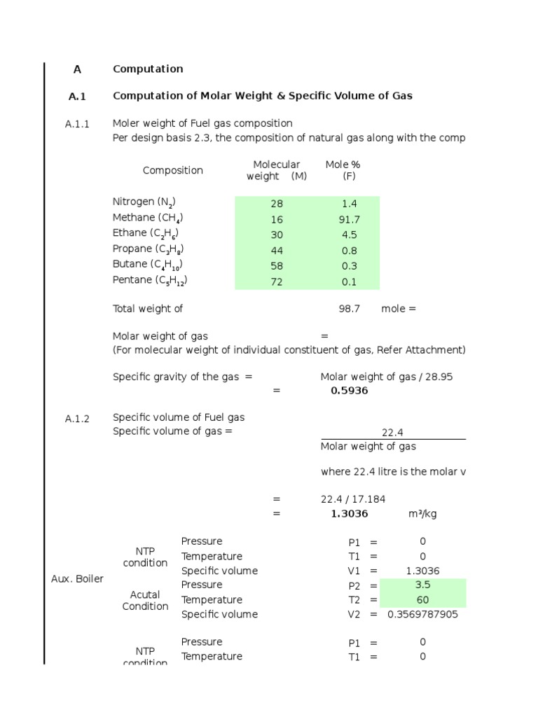 NaturalGasDensitySpVolumeCalculation.xls Gases Boiler