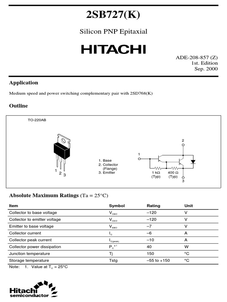 PNP B727 | Download Free PDF | Bipolar Junction Transistor ...