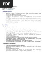 Sample CV for Purchase Manager