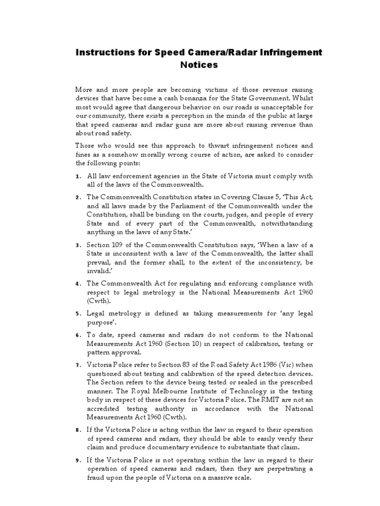 Instructions For Speed Camera | PDF | Public Law | Justice