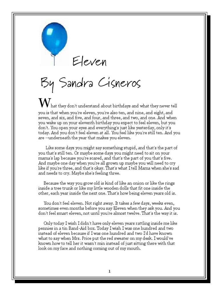 eleven poem by sandra cisneros