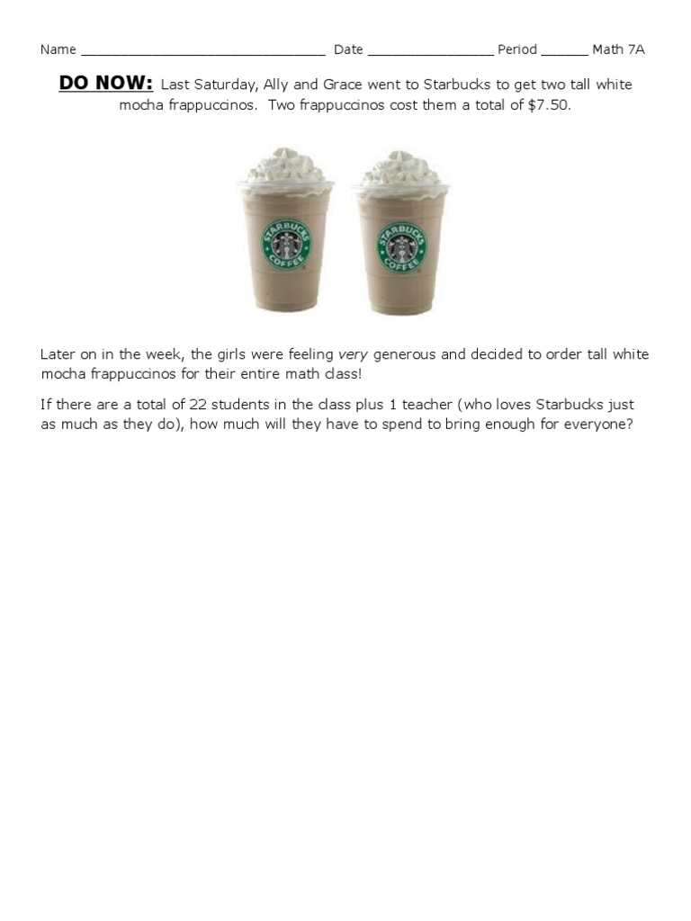 Starbucks Cost Calculation for Class | PDF | Wellness