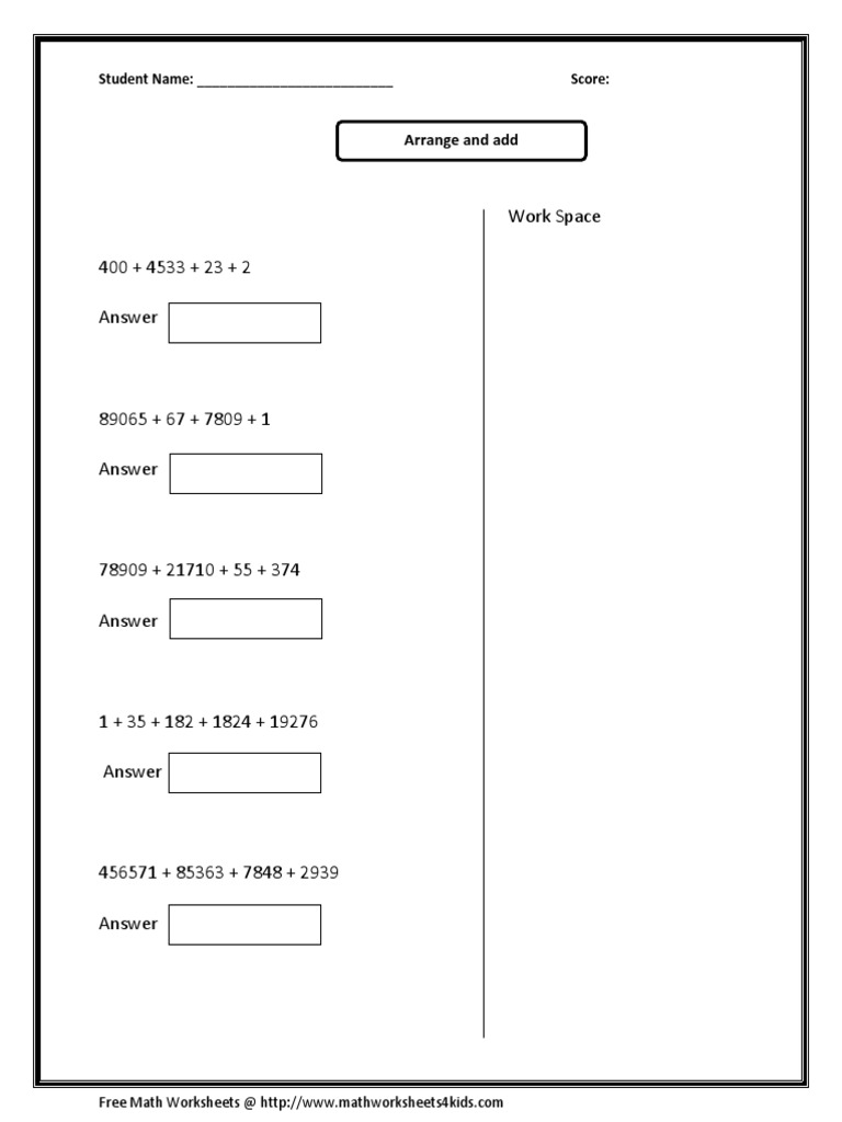 Free Addition Worksheets for Kids | PDF