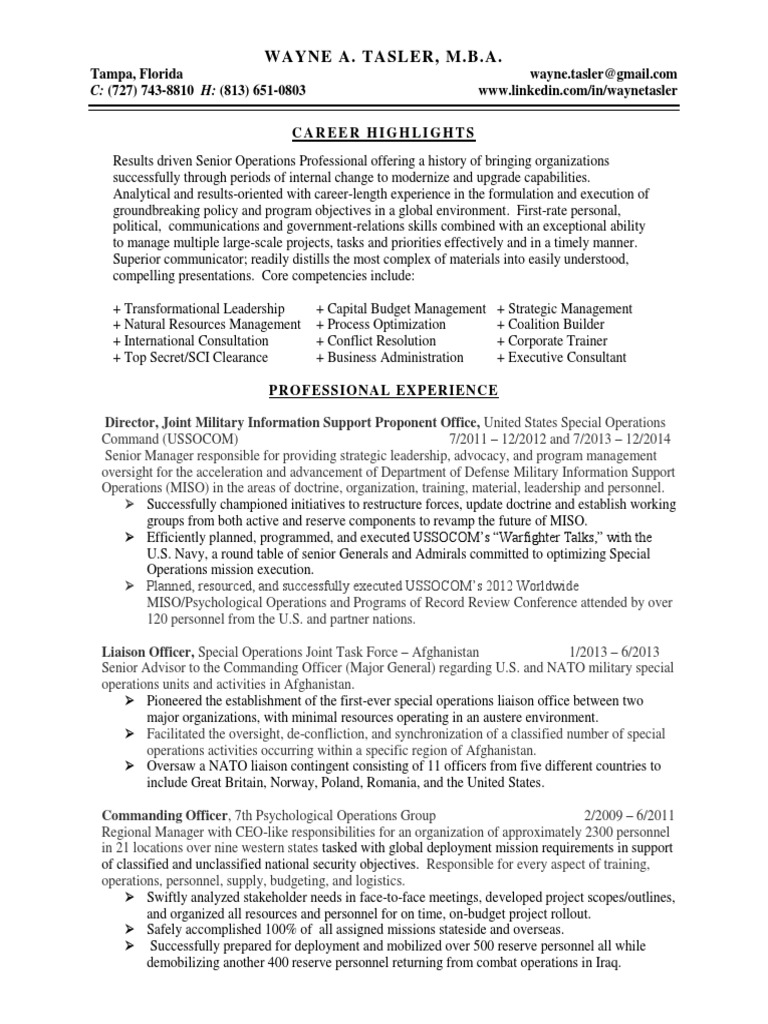 Senior Operations Leader Résumé | PDF | United States Special ...