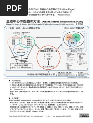 一目で分かるpccm 患者中心の医療の方法 第３版 One Pager Patient Centered Clinical Method 3rd Ed Stewartら2013 Pdf
