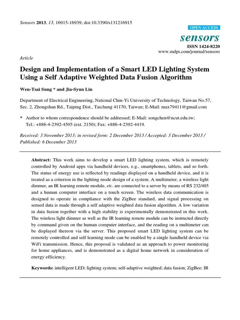 Sensors: Design and Implementation of A Smart LED Lighting System Using ...