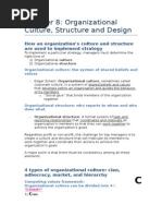 MNO Chapter 08 - Organizational Culture, Structure and Design