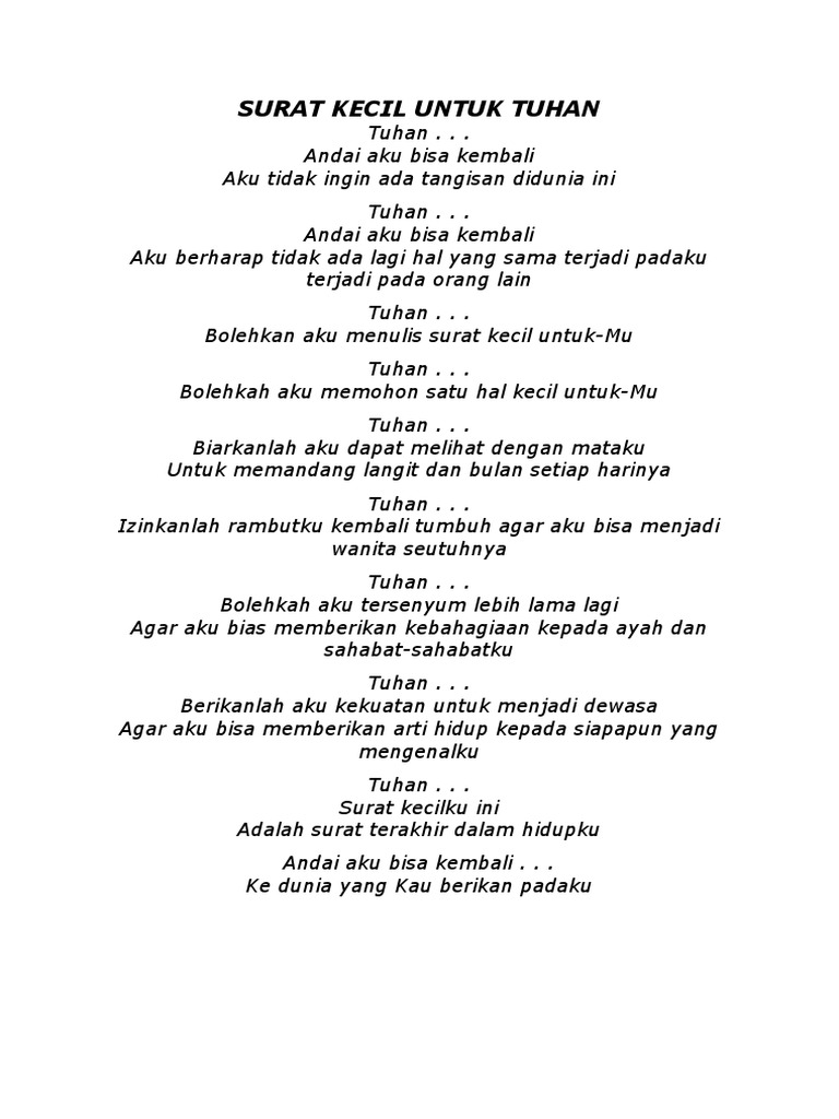 Naskah Drama Surat Kecil Untuk Tuhan Pdf
