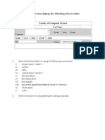 Write HTML Code That Display The Following Form in Table