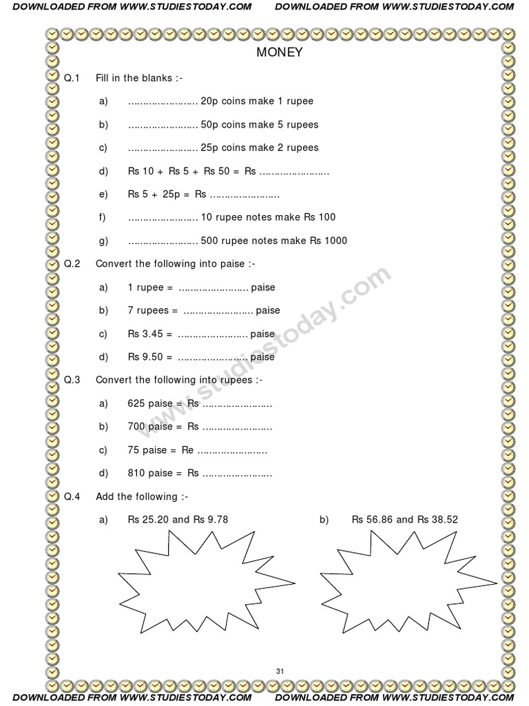 CBSE Class 1 Maths Practice Worksheet | PDF | Rupee | Economy Of Asia