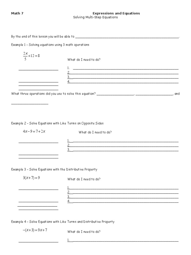 7th Grade Multi-Step Equations Guide | PDF