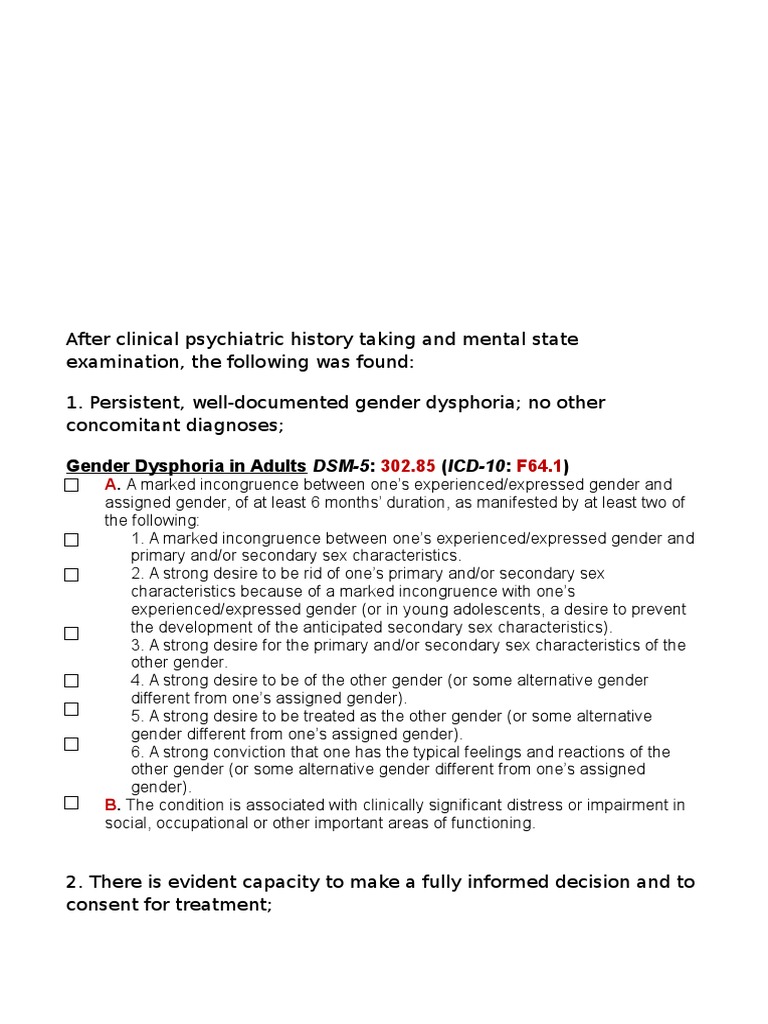 Gender Dysphoria Dsm 5 Pdf | The DSM-5 Diagnostic 4 Criteria for Gender ...