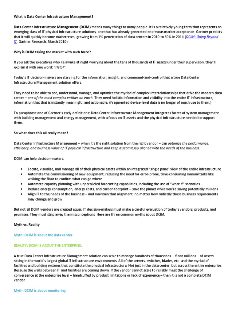 What Is Data Center Infrastructure Management | Download Free PDF ...