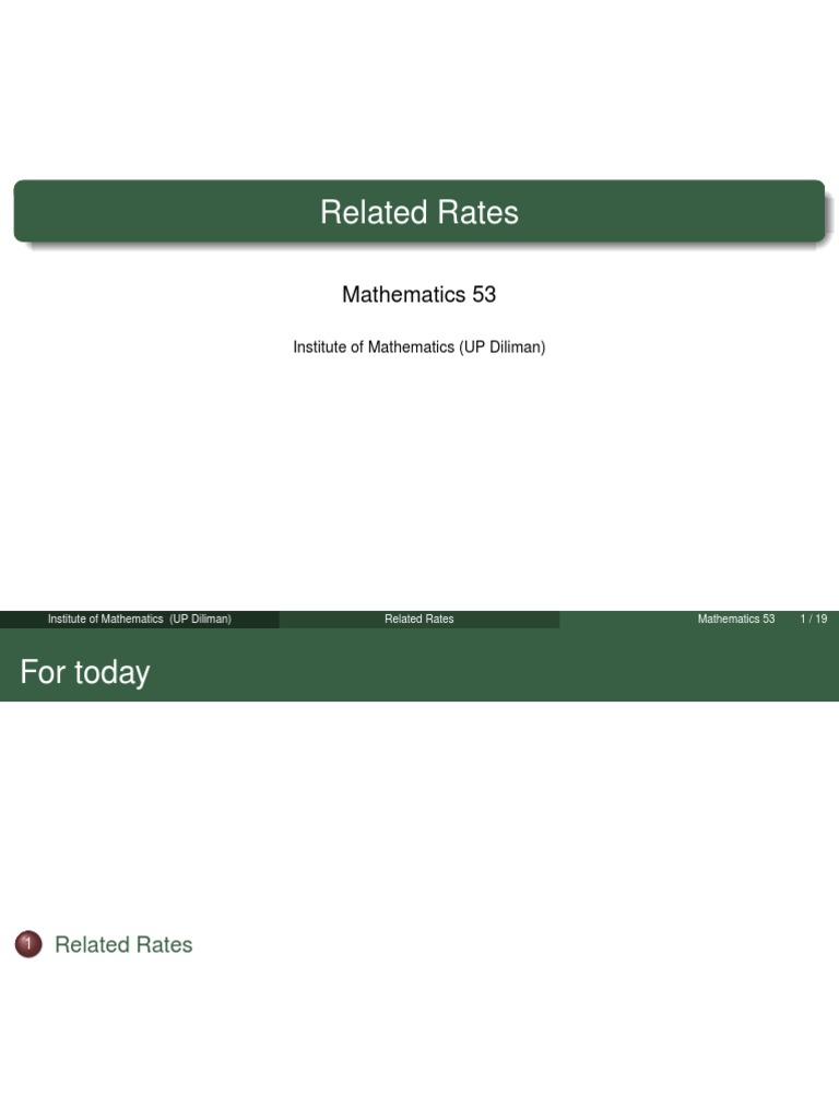 M53 Lec2.5 Related Rates | PDF | Variable (Mathematics) | Equations