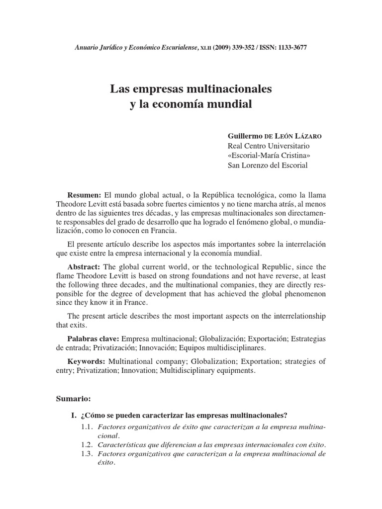 Las Empresas Multinacionales y La Economia Mundial | PDF | Corporación ...