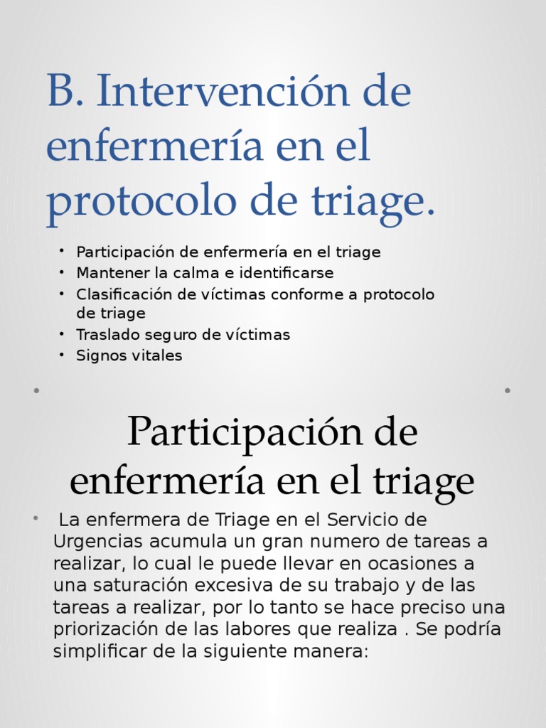 Participacion De Enfermeria En El Triage Isquemia Enfermeria