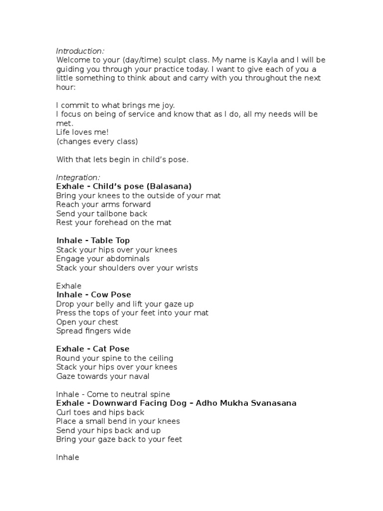 Yoga Script | PDF | Anatomical Terms Of Motion | Human Anatomy, image size:768x1024