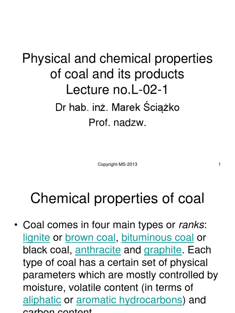 EPPTPhysical and Chemical Properties of Coal and Its Products Coke