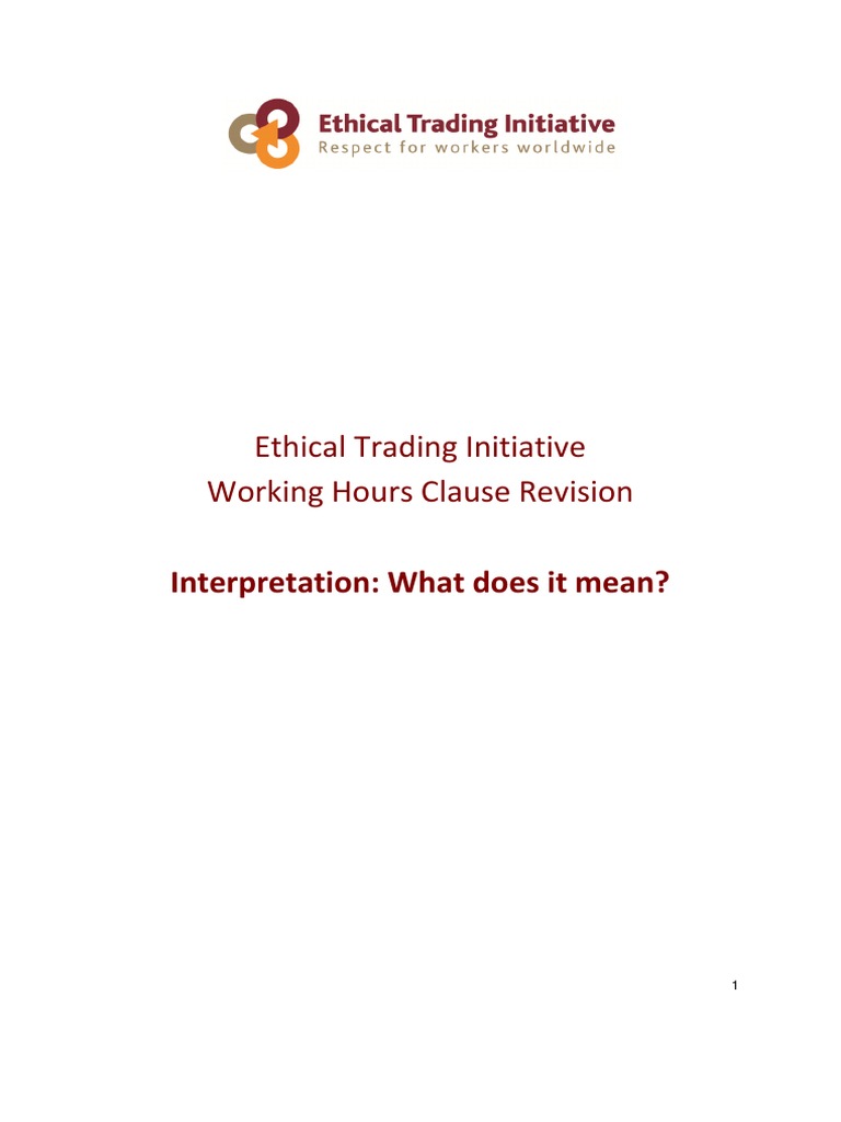 ETI Base Code: Working Hours Guidance | PDF | Overtime | Working Time