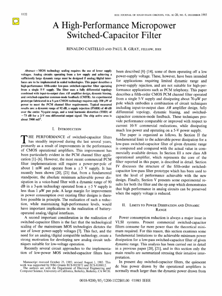 High-Performance Switched-Capacitor Filter | PDF | Amplifier ...