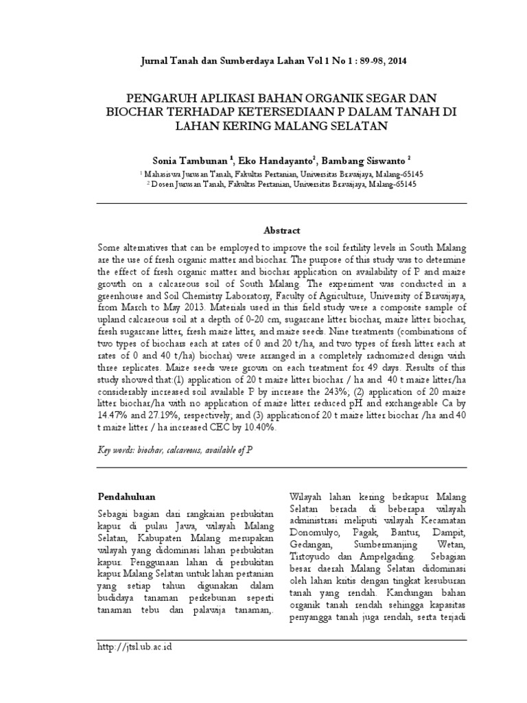 Jurnal Tanah Dan Sumberdaya Lahan Vol 1 No 1: 89-98, 2014 | PDF ...
